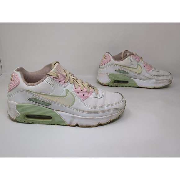 Big Kid's Nike Air Max 90 LTR SE Summit White‎ Pink DQ0276-100 Girls Size 5.5Y - Picture 1 of 10